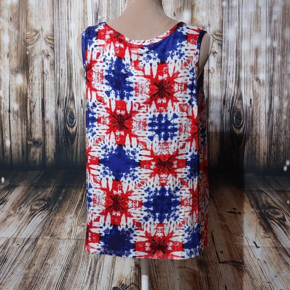 Freshman Wild & Free Tye Dye Patriotic Twist Front Tank Top - Picture 3 of 4